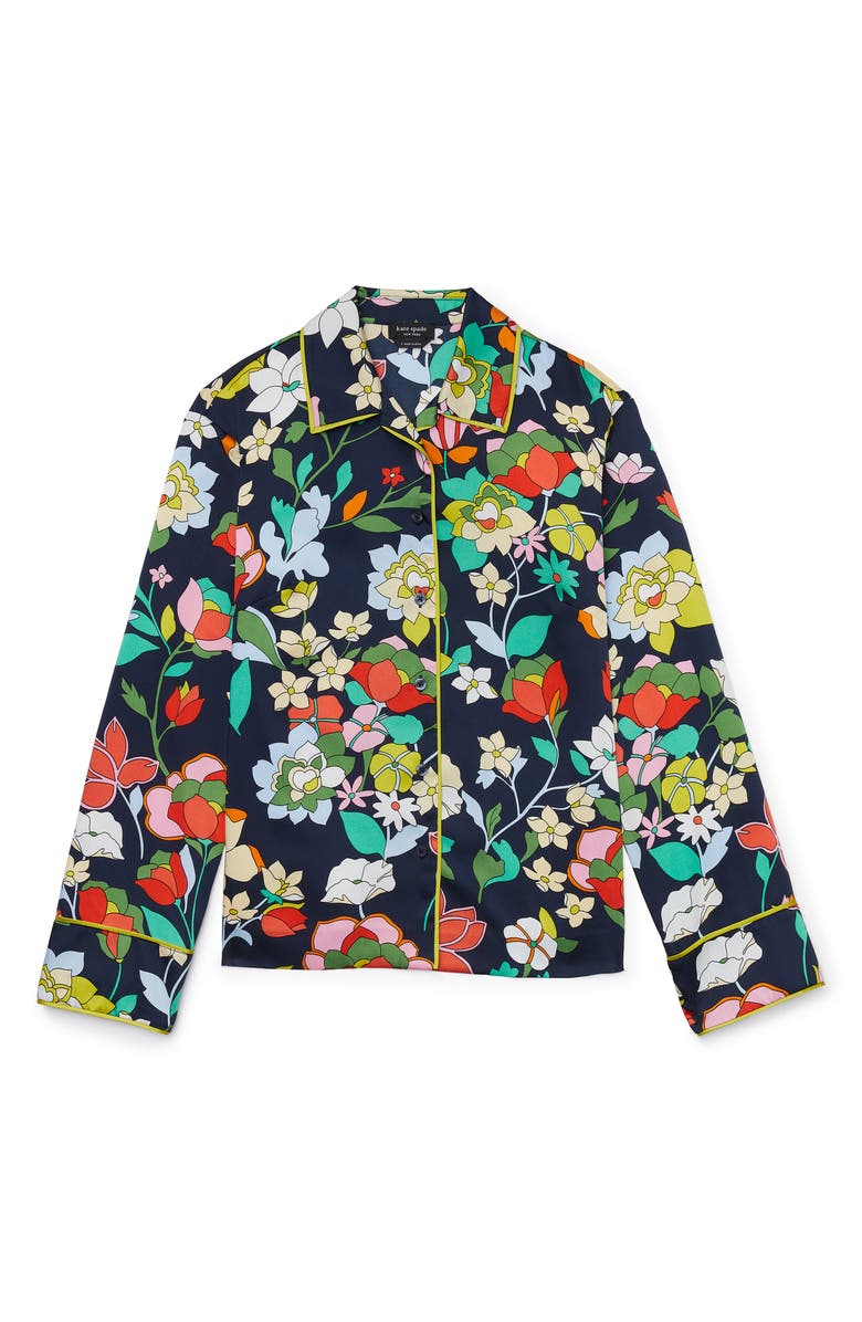 Kate Spade New York flower bed long sleeve pajama shirt, Alternate, color,