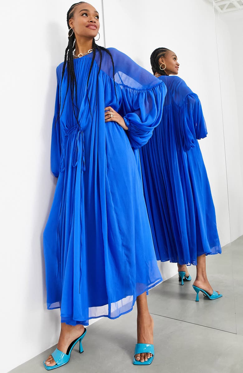 ASOS DESIGN Gathered Midi Dress, Alternate, color,