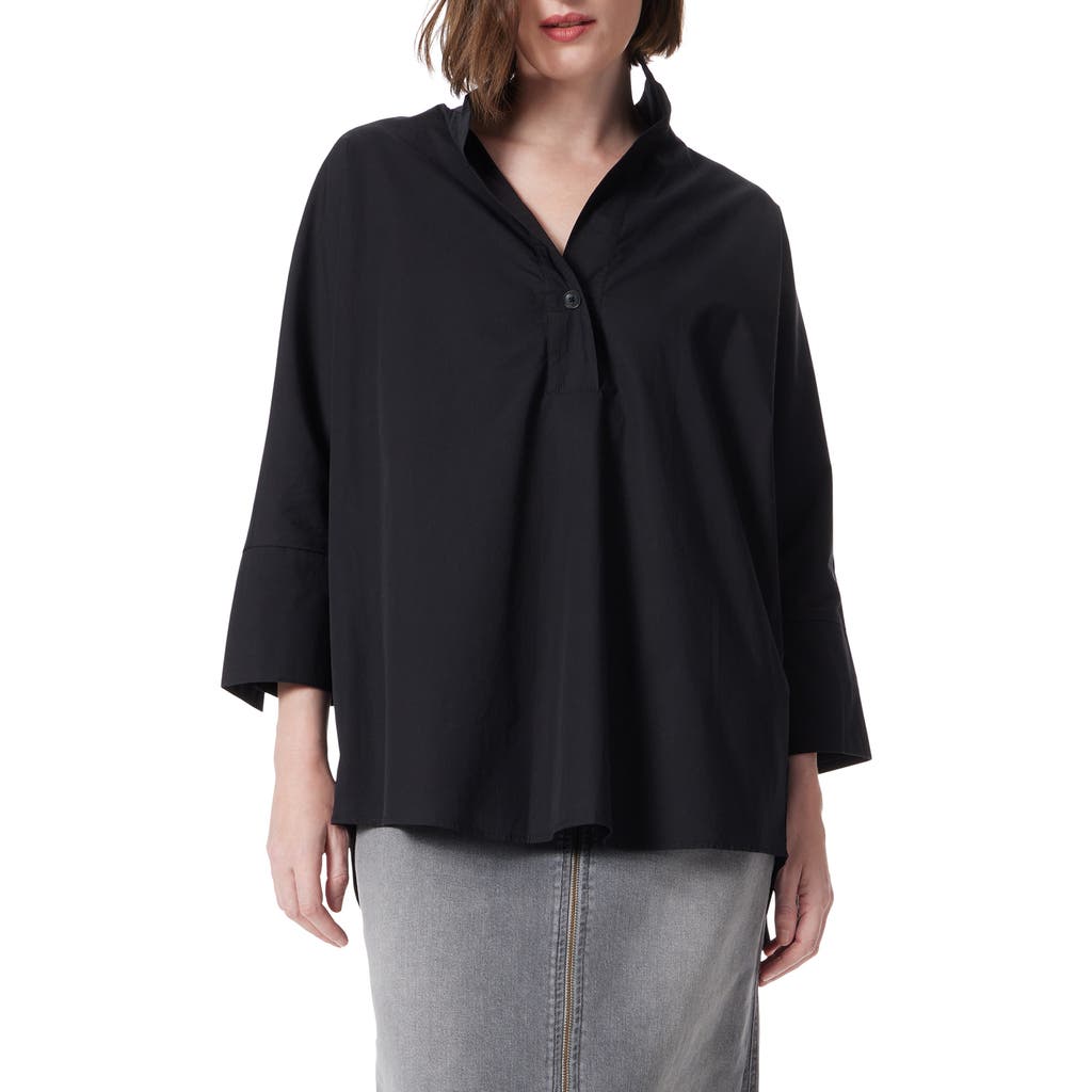 Do By Dee Ocleppo Three-quarter Sleeve Popover Top In Black