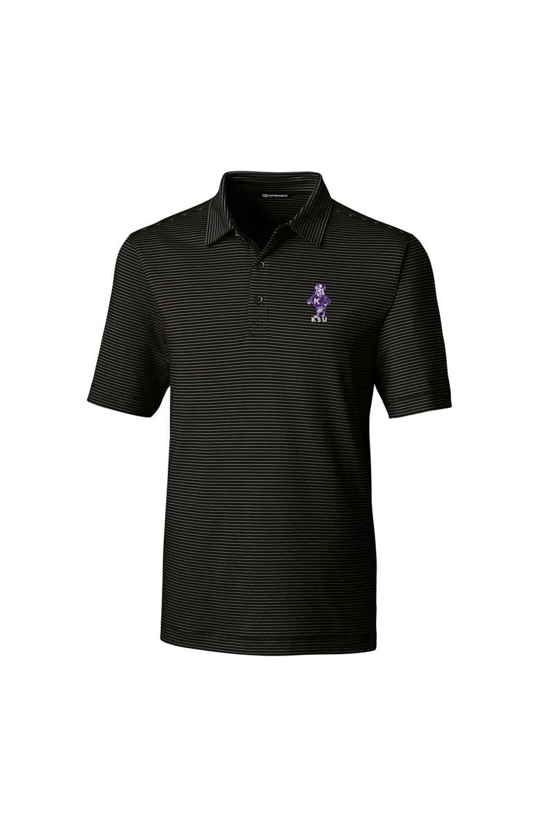 Cutter & Buck Men's Cutter & Buck  Black Kansas State Wildcats Vault Forge Pencil Stripe Stretch Polo, Alternate, color, 