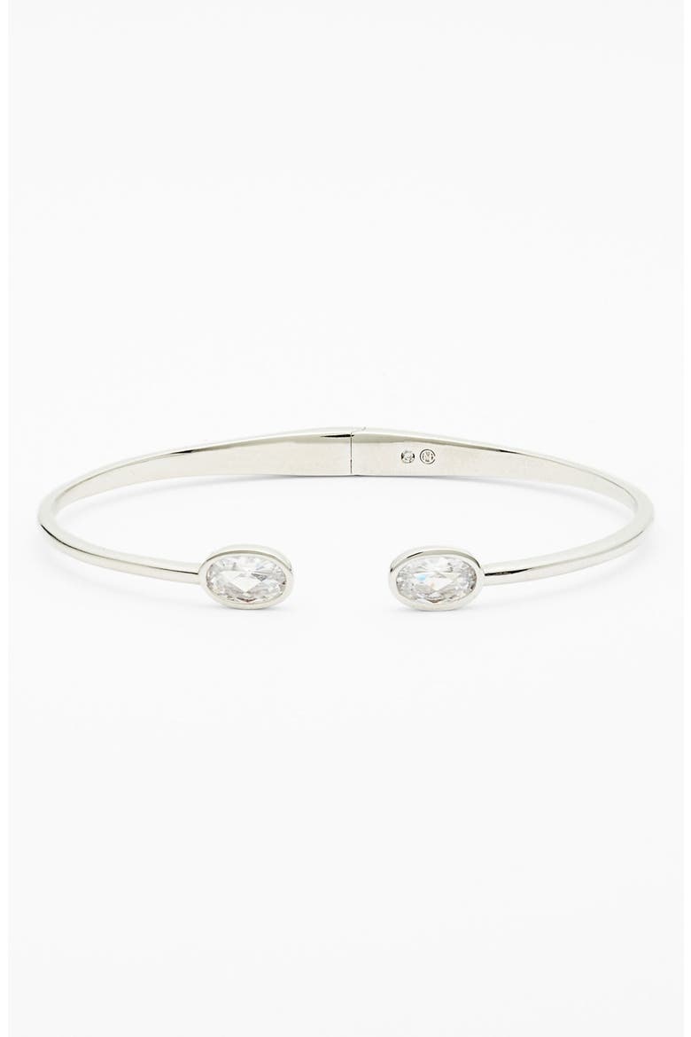 Oval Crystal Skinny Cuff, Main, color, SILVER/ CLEAR