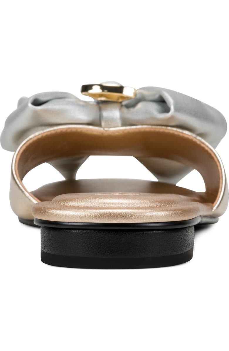 KARL LAGERFELD PARIS Ciaran Bow Slide Sandal, Alternate, color, White Gold/ Silver