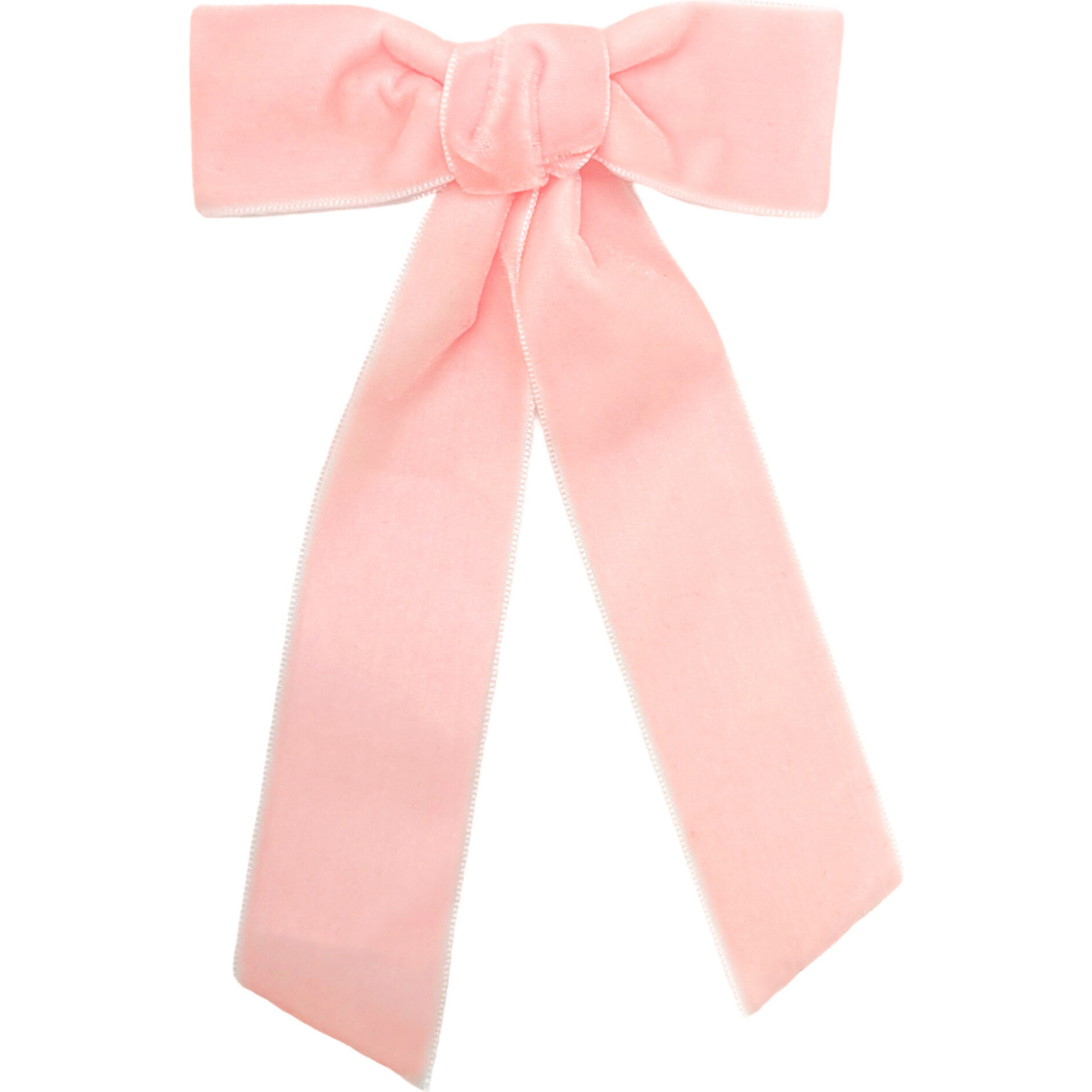 Bits & Bows Long-tailed Velvet Hair Bow Barrette In Pink