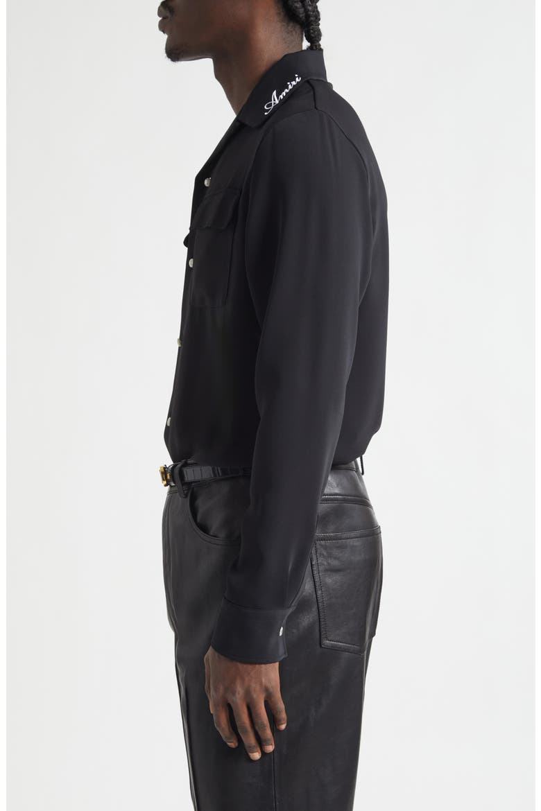 Rounded Flap Pocket Button-Up Shirt, Alternate, color, BLACK
