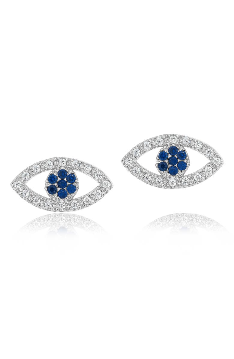 SHYMI Pavé Evil Eye Stud Earrings, Alternate, color, Silver