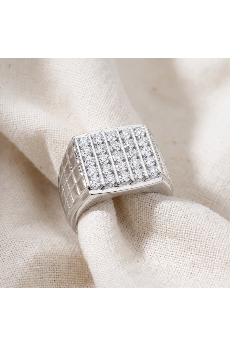 2Ct Diamond Men's Wedding Anniversary Ring 10k Gold Lab Grown, Alternate, color, 10k White Gold
