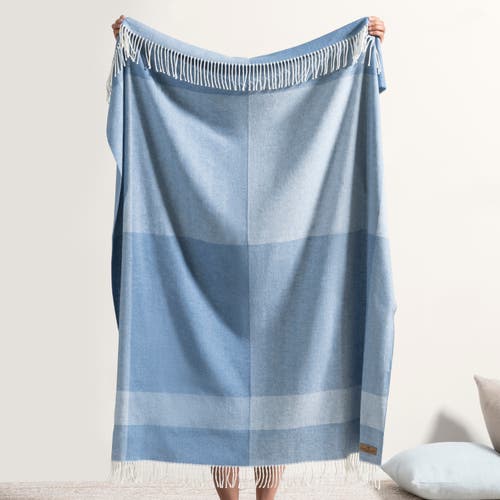 Lands Downunder Hampton Plaid Herringbone Throw In Blue