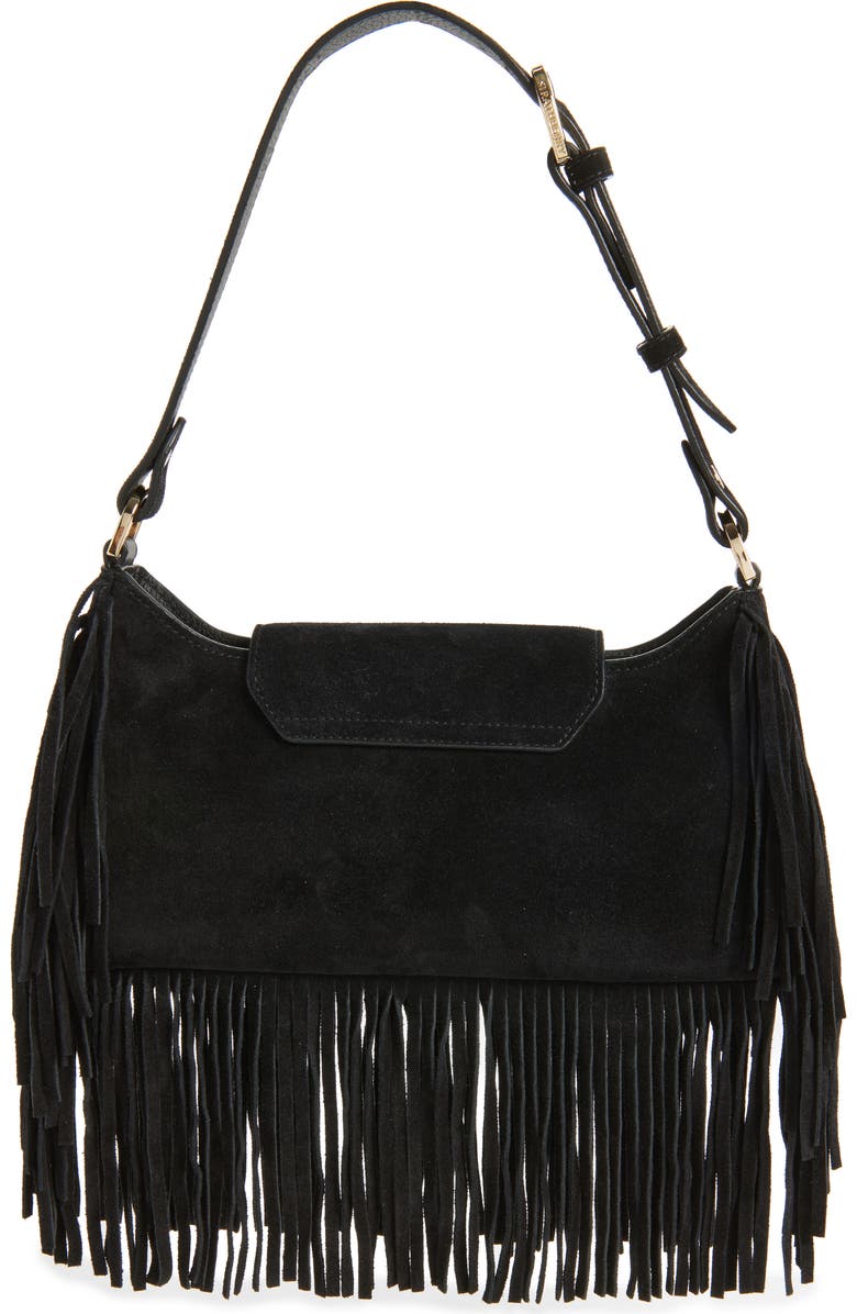 Strathberry x Cinq à Sept Multrees Fringe Suede Hobo Bag, Alternate, color,