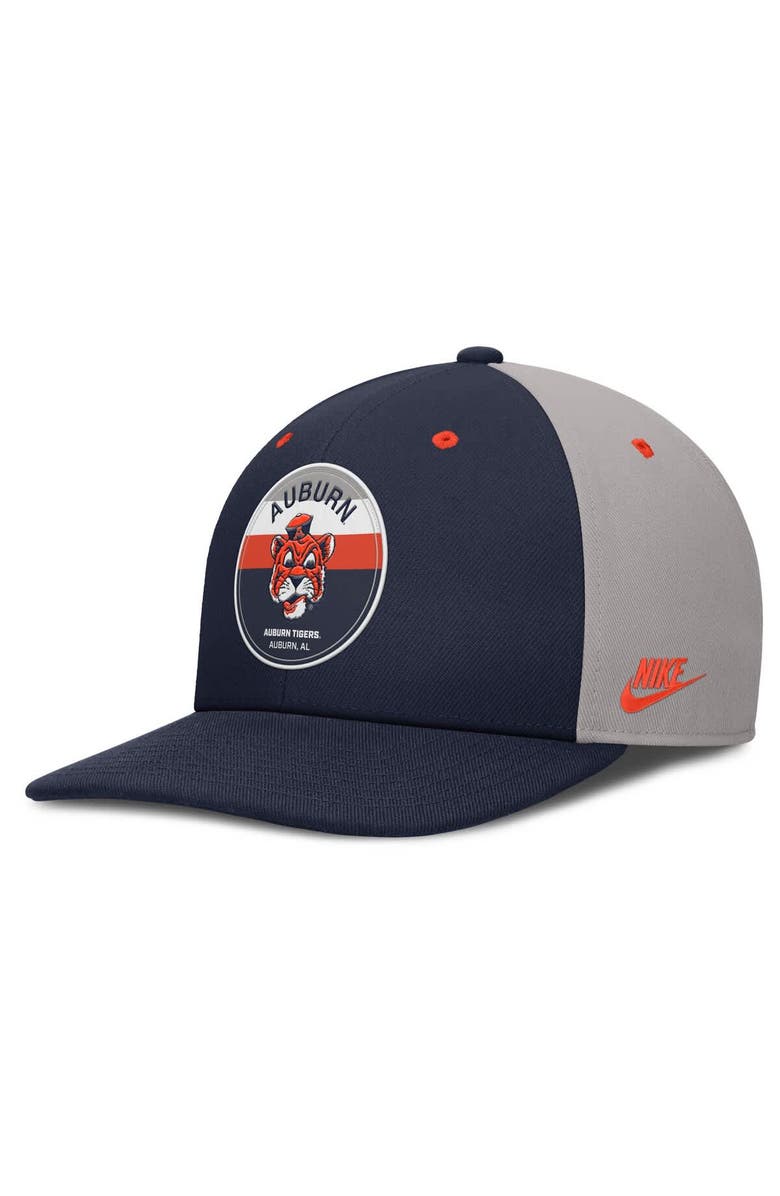 Nike Men's Nike Gray/Navy Auburn Tigers 2025 Sideline Campus Pro Local Snapback Hat, Main, color, 