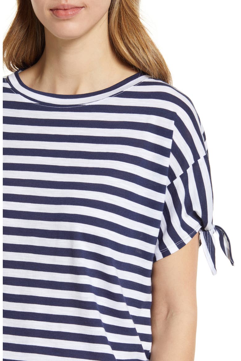 Tie Sleeve T-Shirt, Alternate, color, NAVY- WHITE CHARM STRIPE