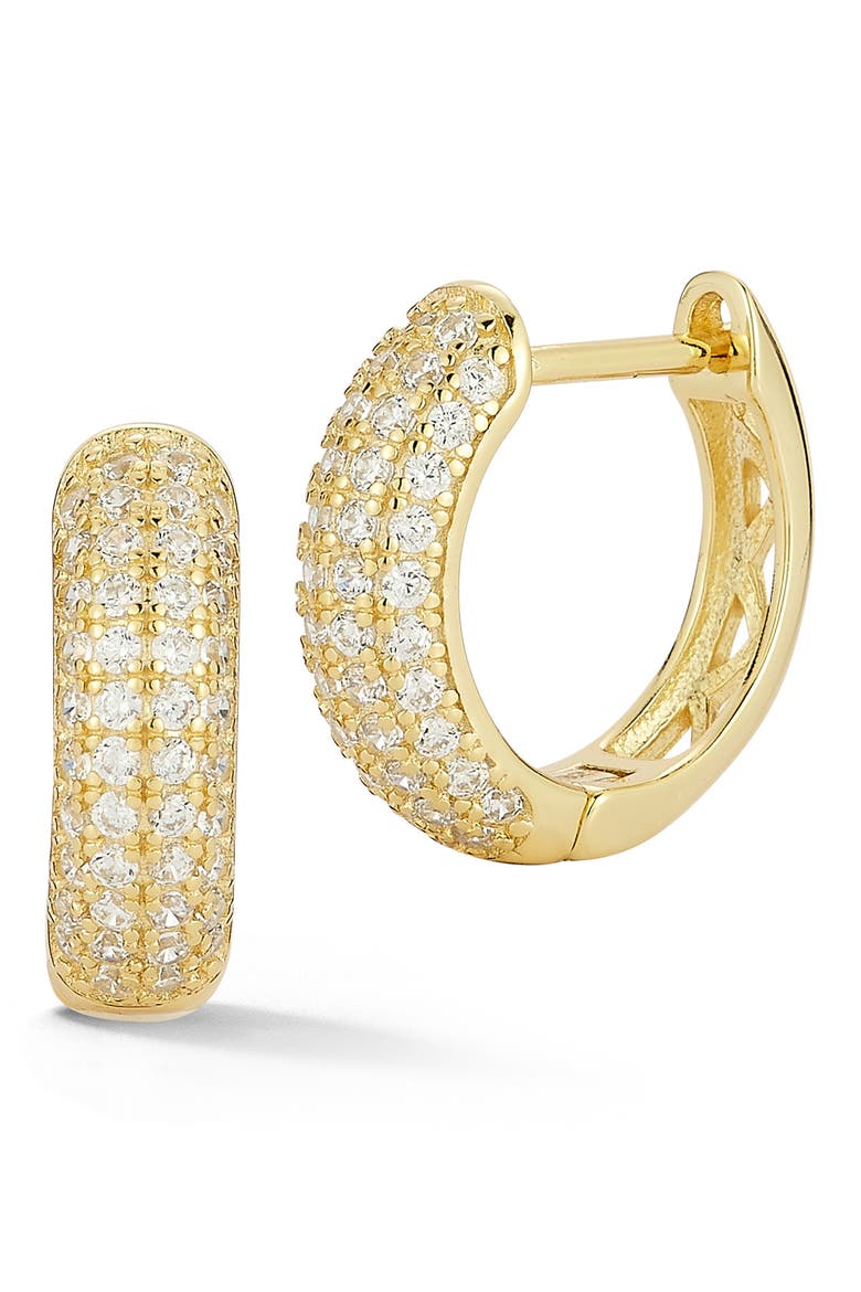 Pavé Cubic Zirconia Hoop Earrings, Main, color, GOLD