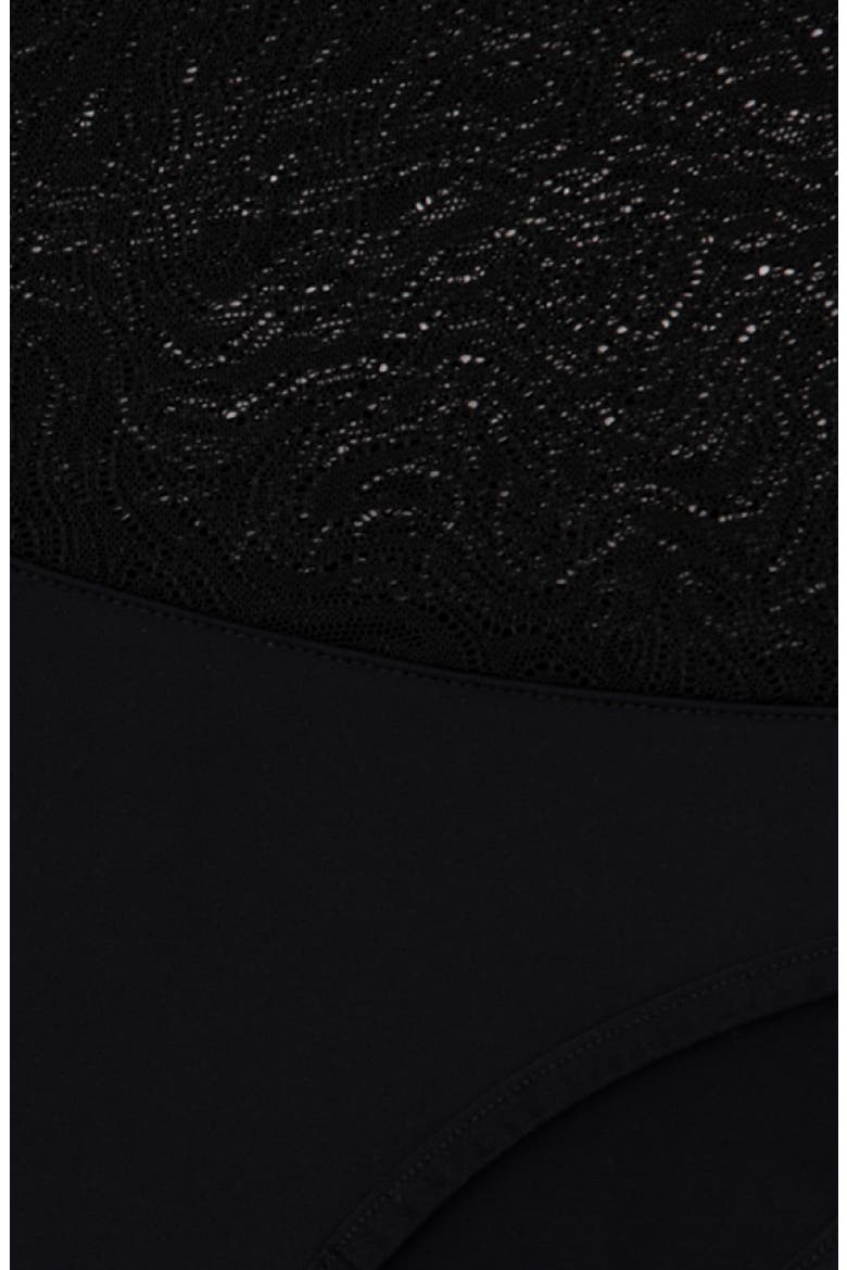 Period & Leakproof Light Absorbency Lace Thong, Alternate, color, VOLCANIC BLACK