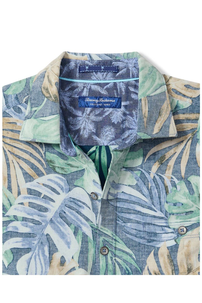 Coastline Cord Jungle Fade Leaf Print Cotton Corduroy Button-Up Shirt, Alternate, color, STERLING BLUE