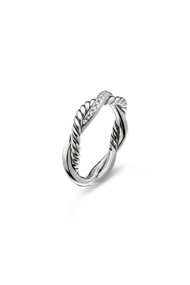 Petite Infinity Band Ring in Sterling Silver with Pavé Diamonds, Alternate, color, SILVER/ DIAMOND
