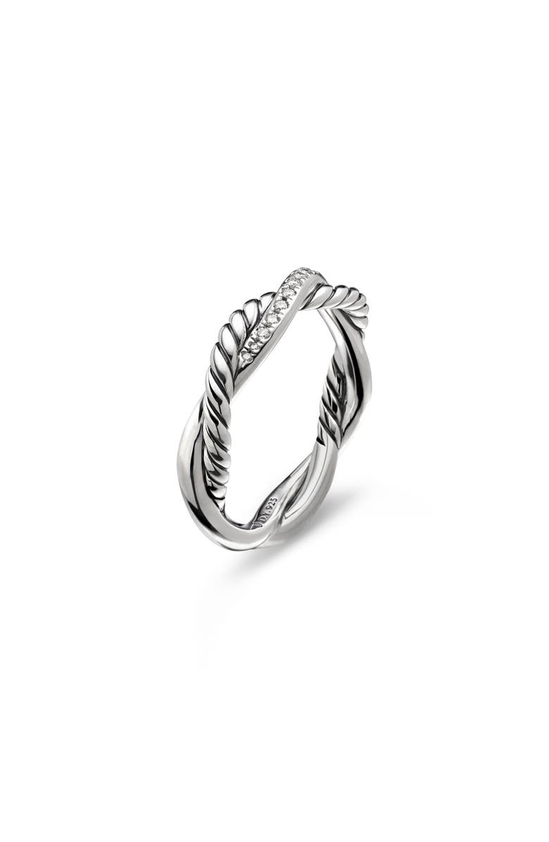 David Yurman Petite Infinity Band Ring in Sterling Silver with Pavé Diamonds, Alternate, color, 