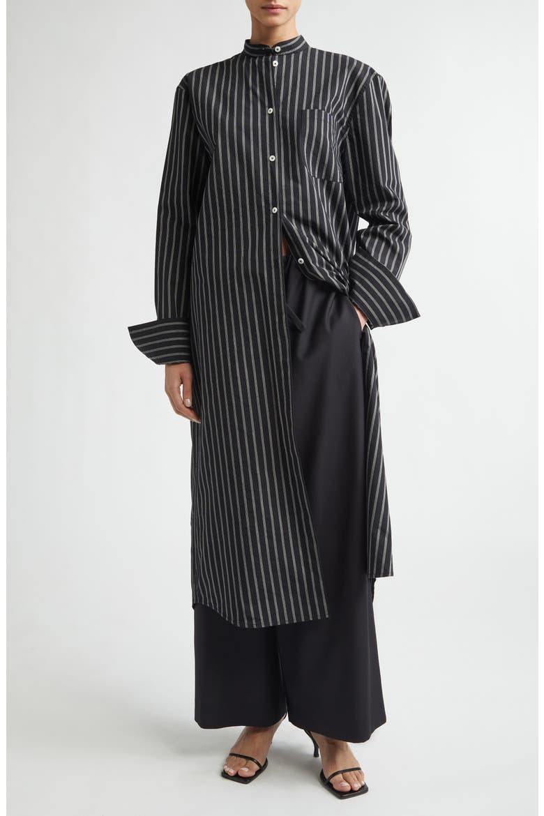 Wide Leg Wool Drawstring Dinner Trousers, Alternate, color, BLACK