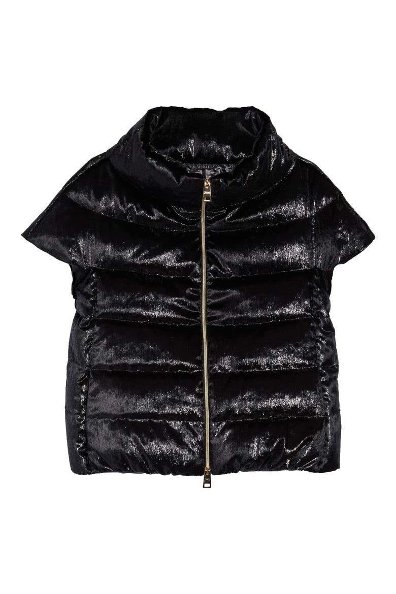Cap Sleeve Quilted Down Jacket, Alternate, color, BLACK