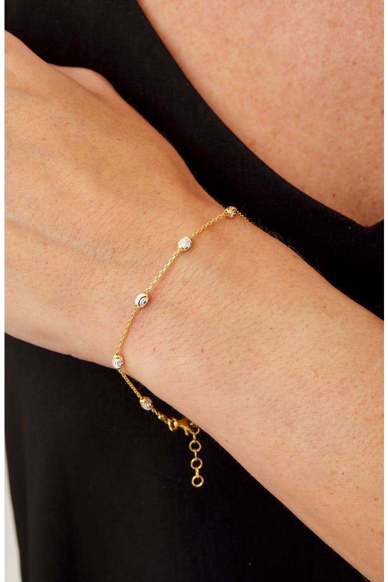 Sterling Silver Bead Bracelet, Main, color, TWO TONE