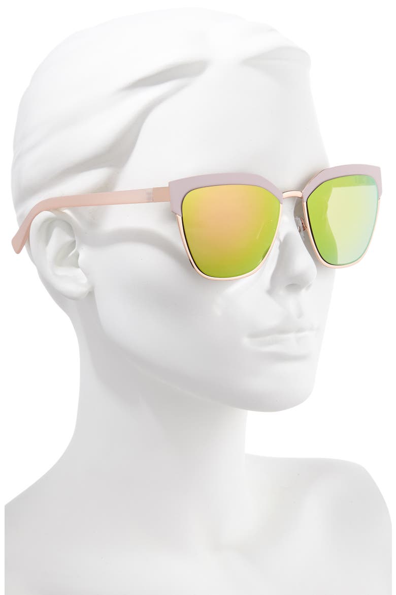 59mm Mirrored Cat Eye Sunglasses, Alternate, color, ROSE GOLD/ PINK/ MIRROR