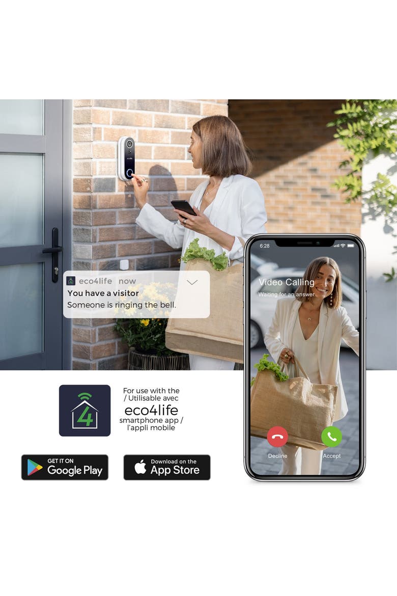 Smart WiFi Video Doorbell Camera, Alternate, color, White