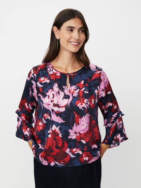 MaBimelda Keyhole Detail Floral Top