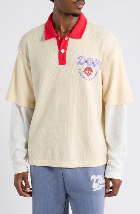 Hollywood Waffle Layered Look Graphic Polo