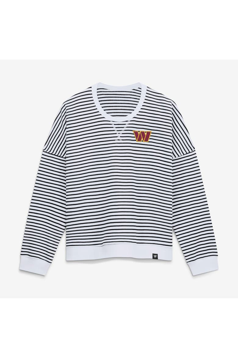 Women's Fanatics White/Black Washington Commanders Striped Oversized French Terry Sweatshirt, Main, color, White