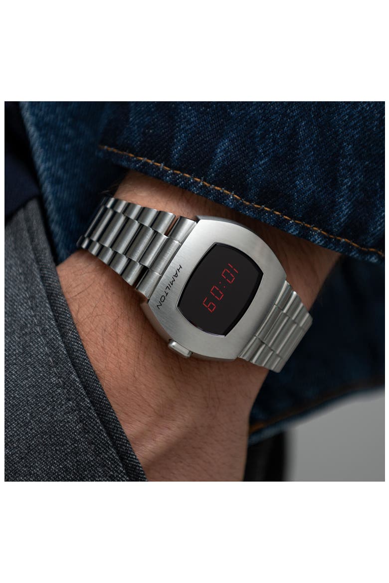 American Classic PSR Digital Bracelet Watch, 40.8mm x 34.7mm, Alternate, color, SILVER