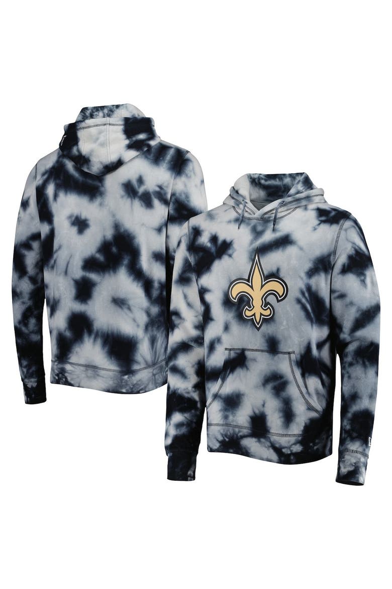 Men's New Era Black New Orleans Saints Team Tie-Dye Pullover Hoodie, Main, color, Black