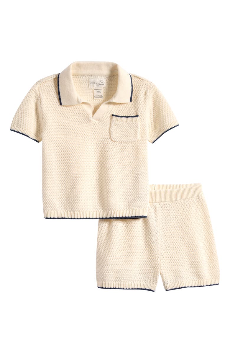 Little Planet Organic Cotton Knit Polo & Shorts Set, Main, color, Cream