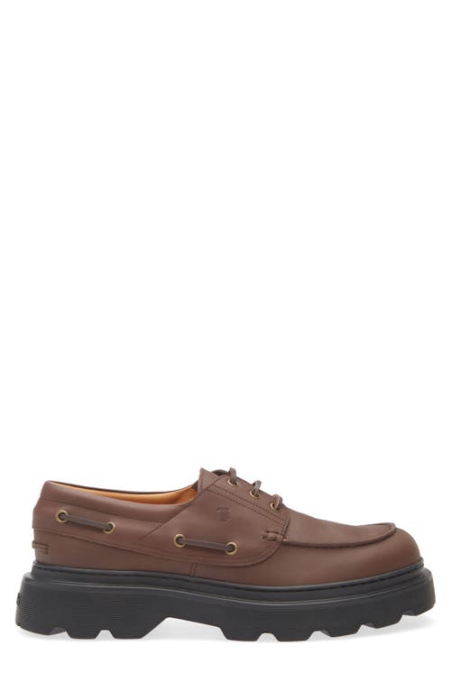 Tod's Lug Sole Boat Shoe In Brown