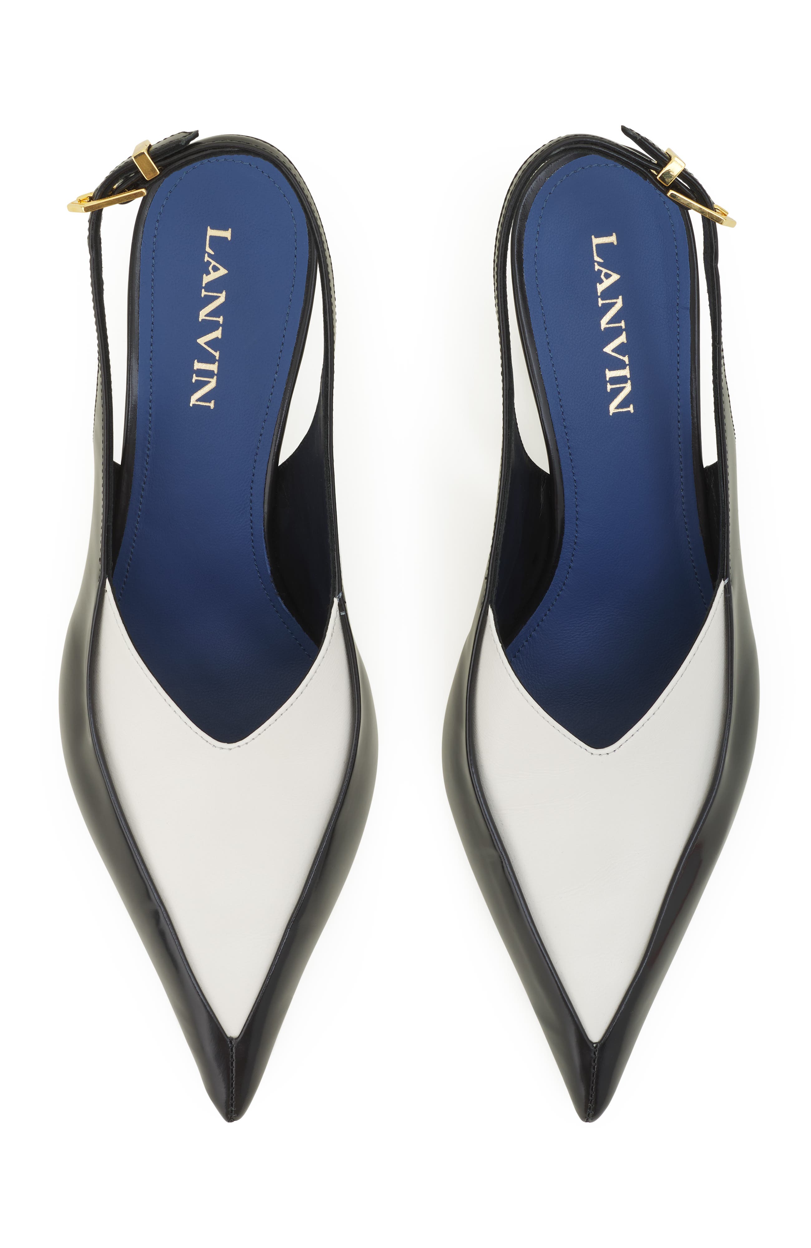 Serenade Slingback In Leather, Alternate, color, Black/White