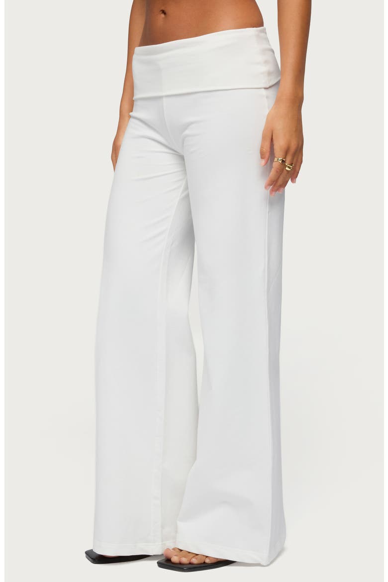 Wide Leg Foldover Pants, Alternate, color, WHITE