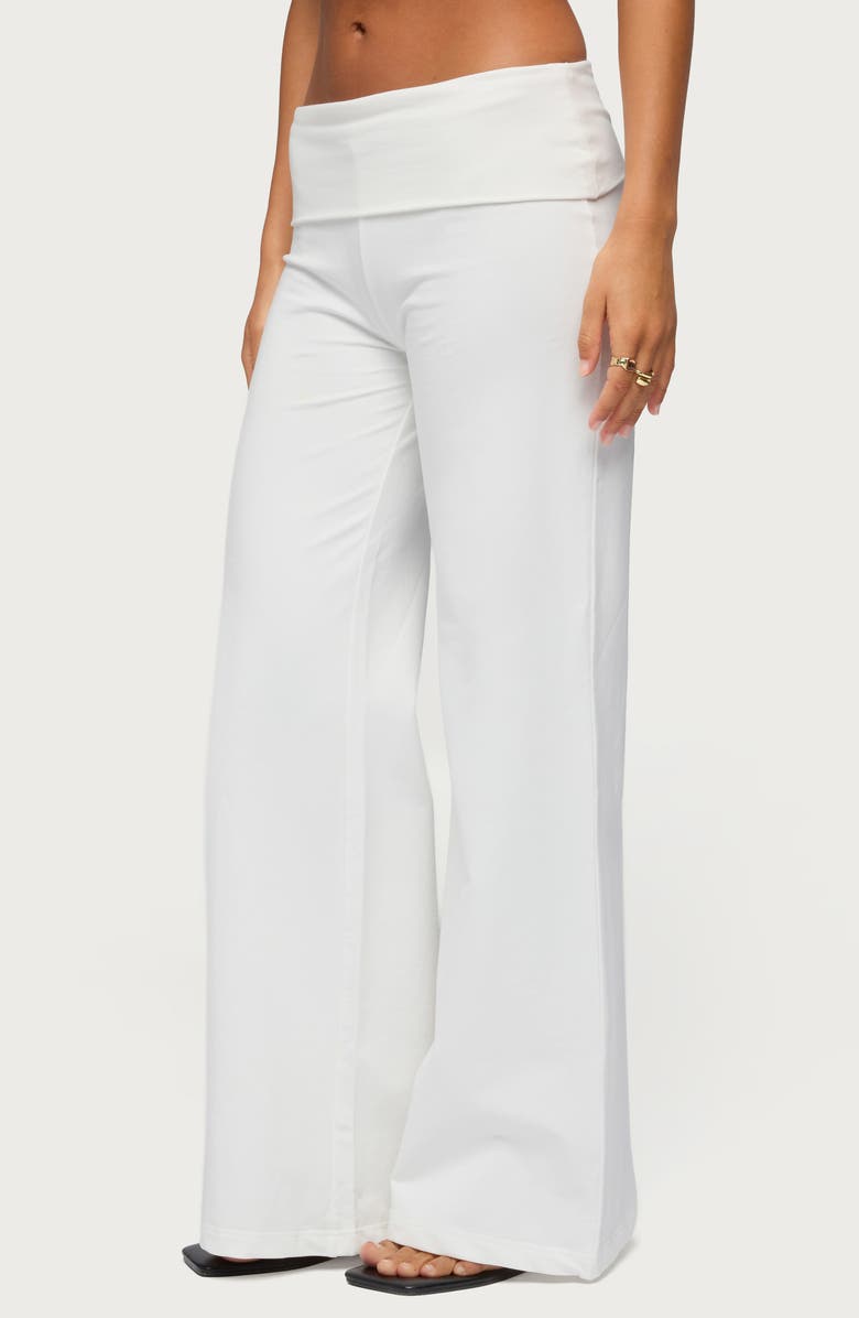 EDIKTED Wide Leg Foldover Pants, Alternate, color, 