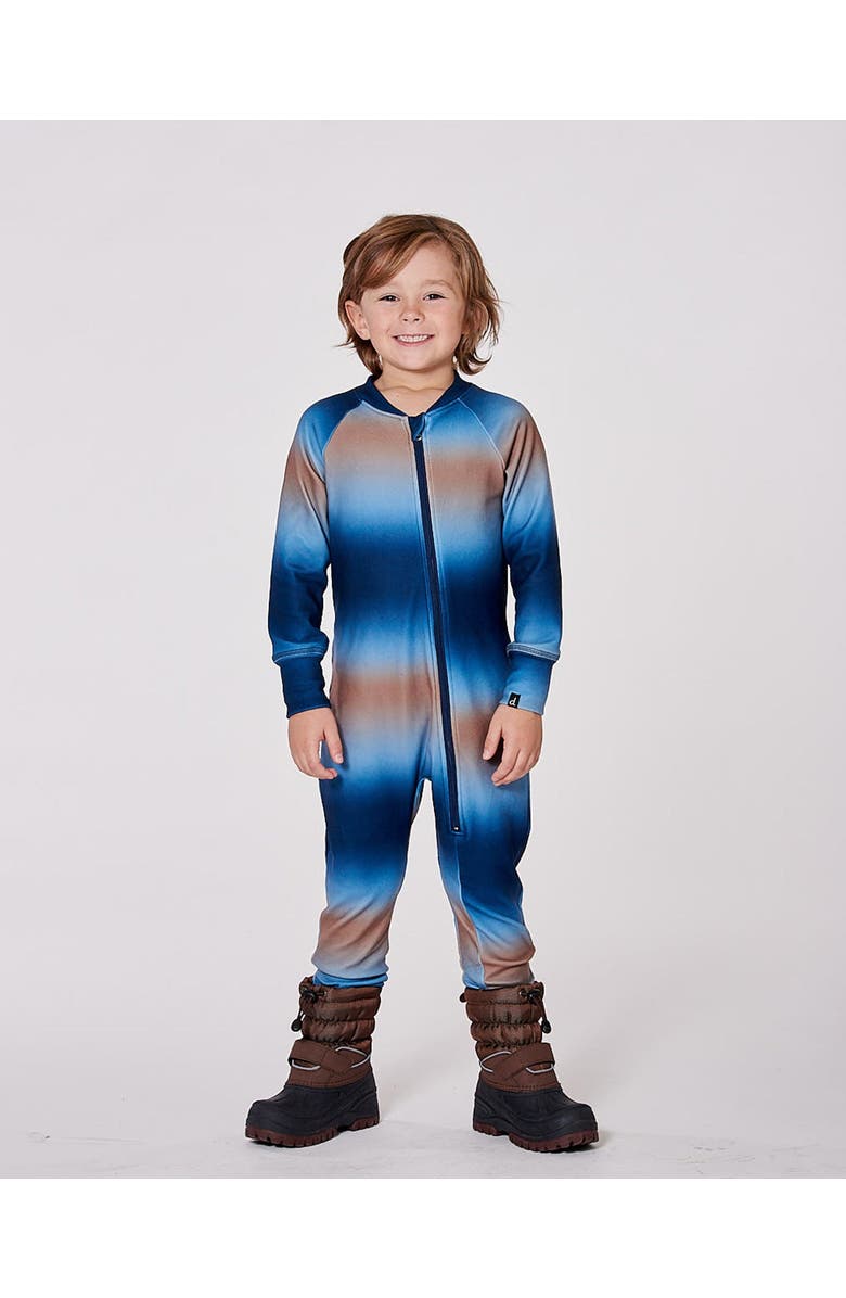 Deux par Deux Boy One-Piece Thermal Underwear, Main, color, Blue And Beige Gradient