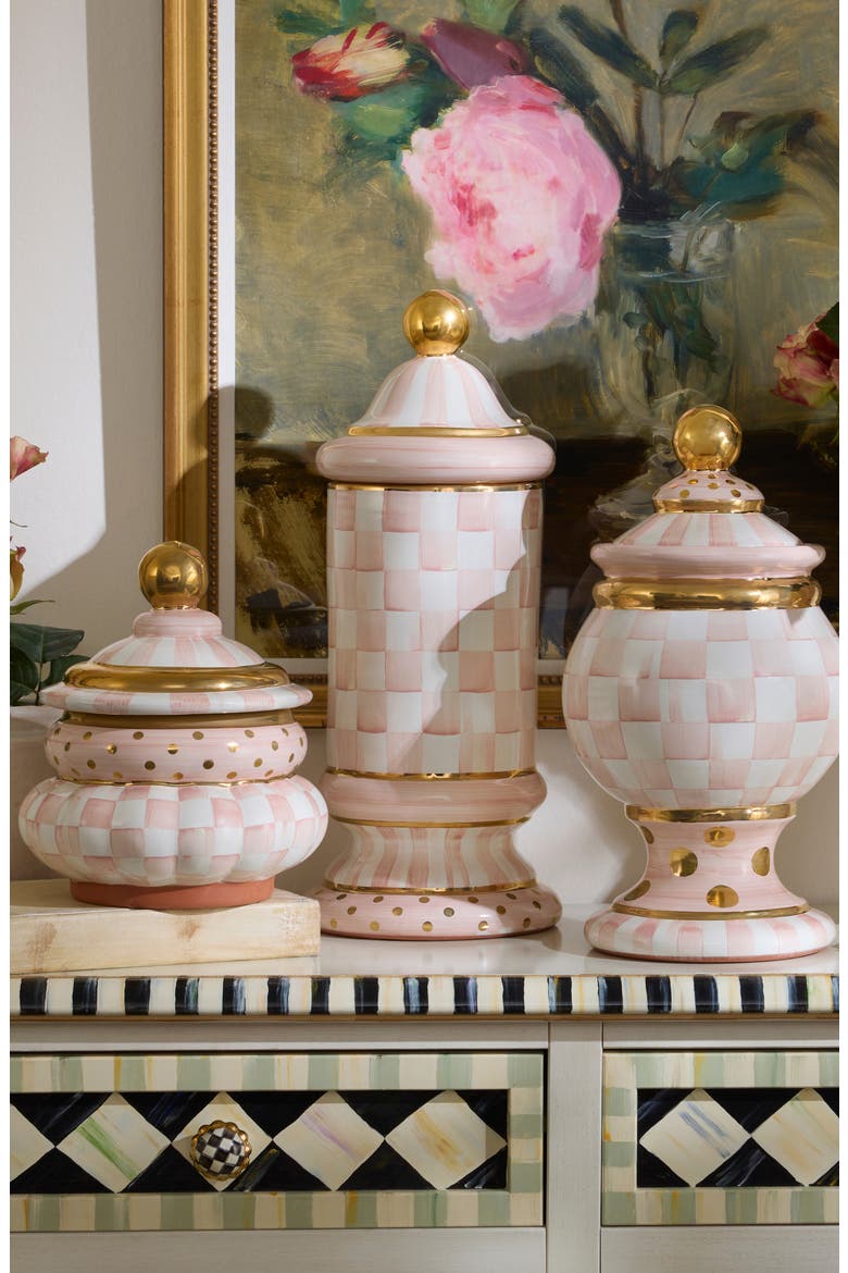 Rosy Check Ceramic Column Canister, Alternate, color, ROSY