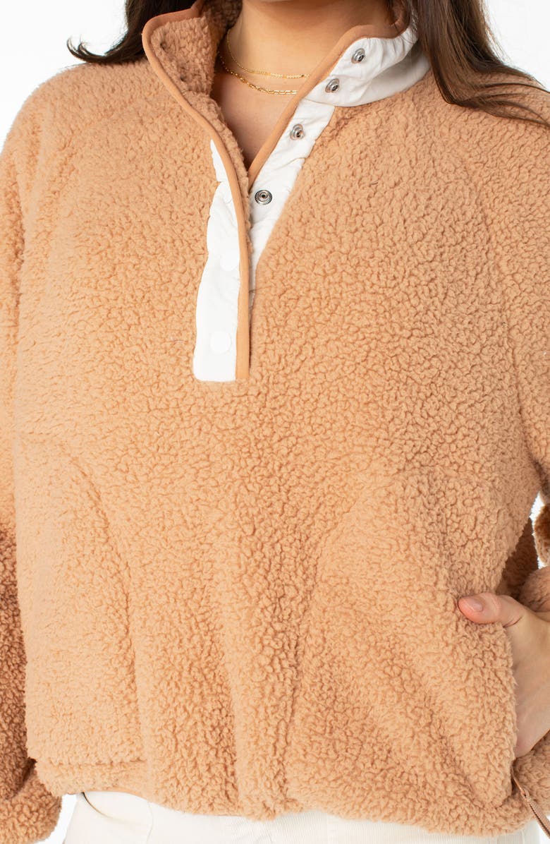 Roxy Kipsie Fleece Pullover, Alternate, color, Camel