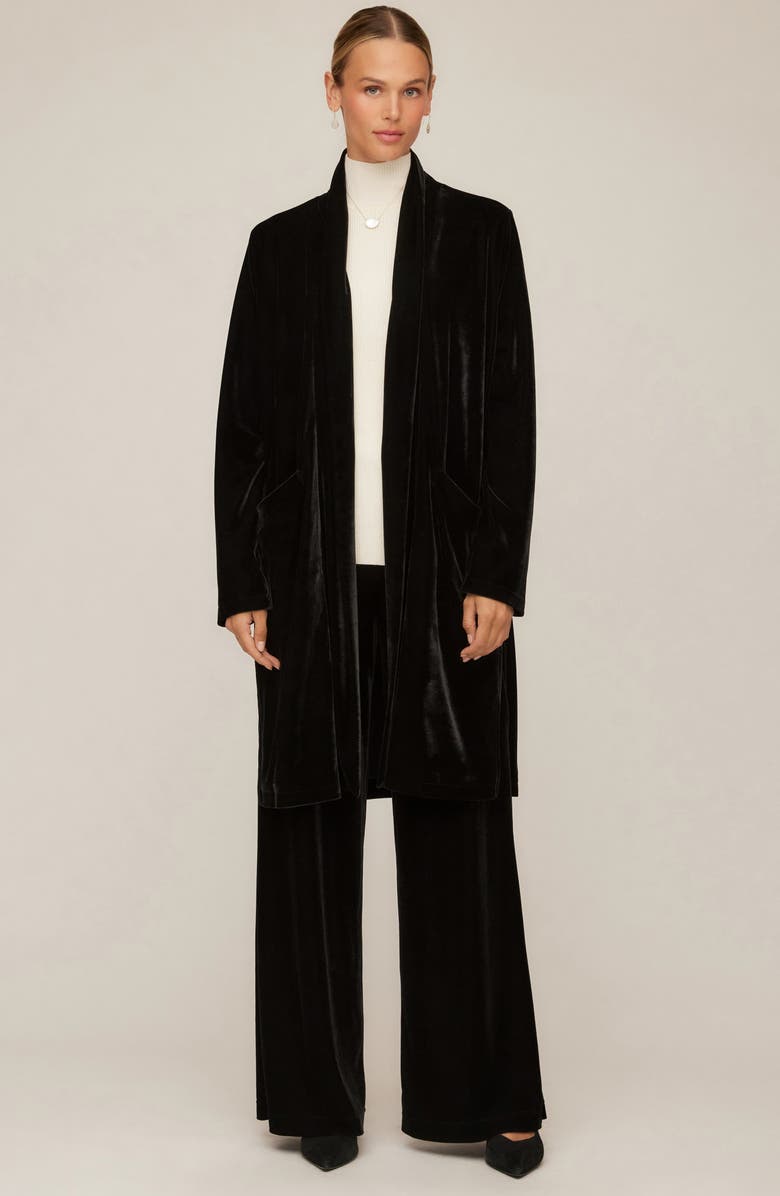 Karen Kane Velvet Duster, Alternate, color, Black