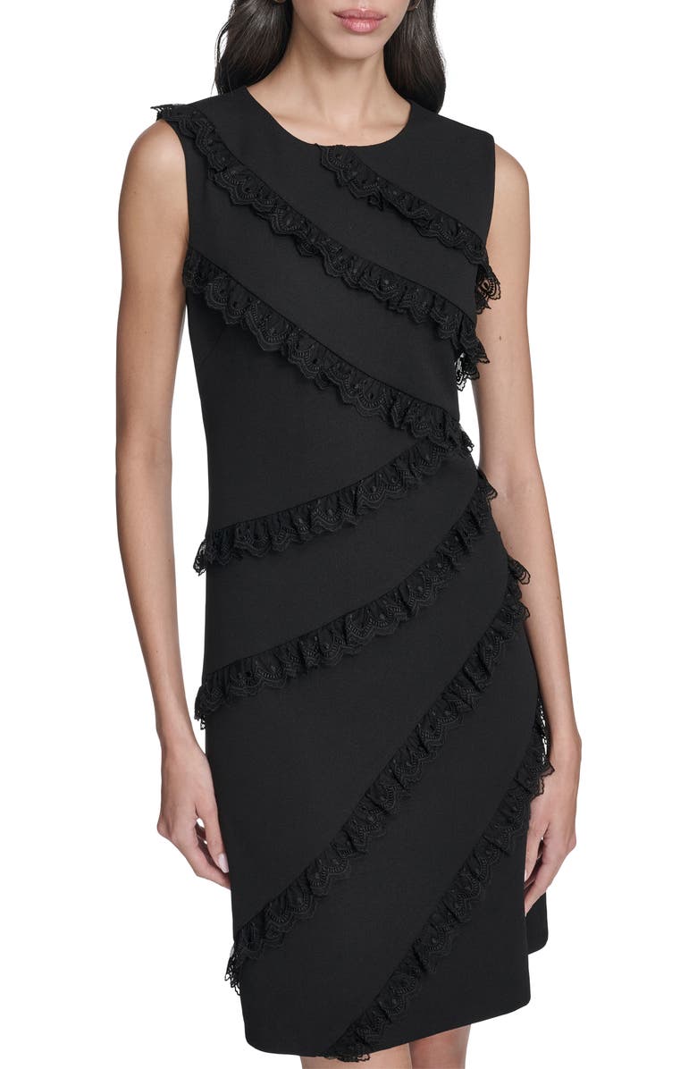 Eliza J Tiered Lace Ruffle Sheath Dress, Alternate, color, 