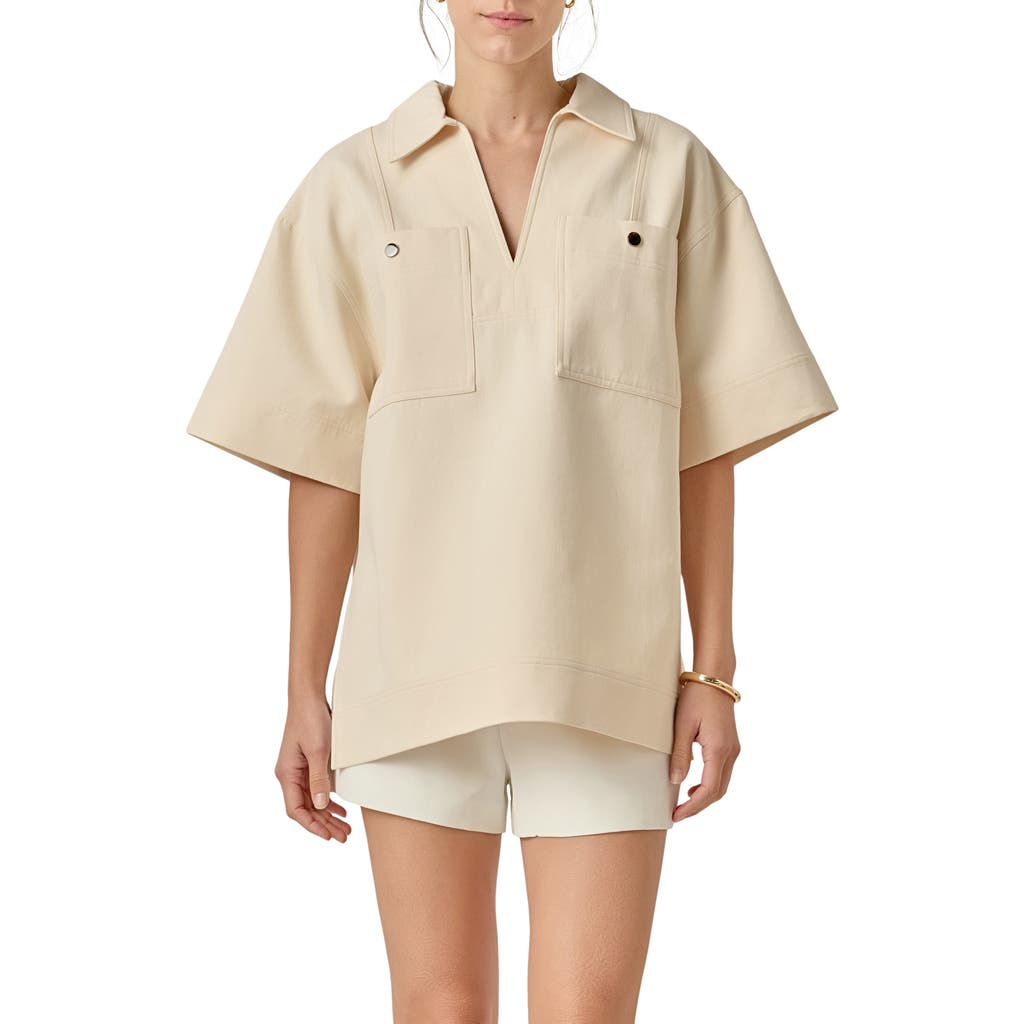 English Factory Collar Oversize Cotton Top In White