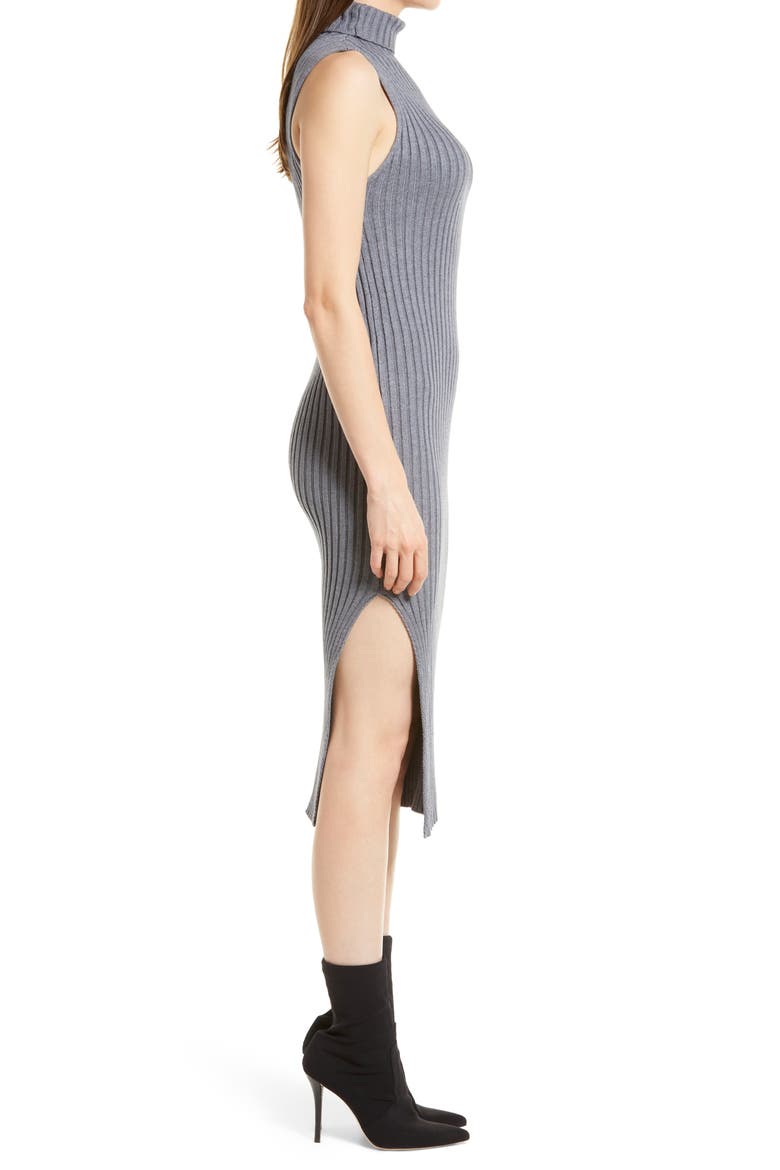 Ribbed Mock Neck Sleeveless Dress, Alternate, color, H GREY