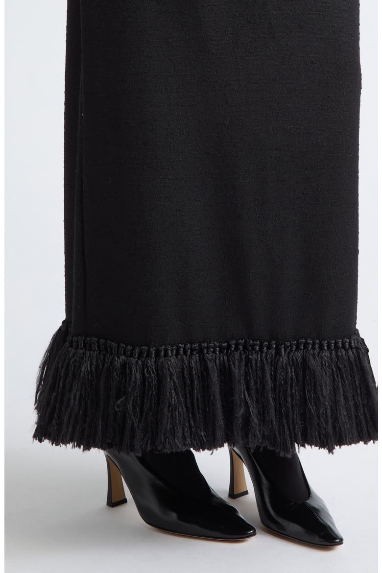 Matilde Fringe Maxi Skirt, Alternate, color, BLACK