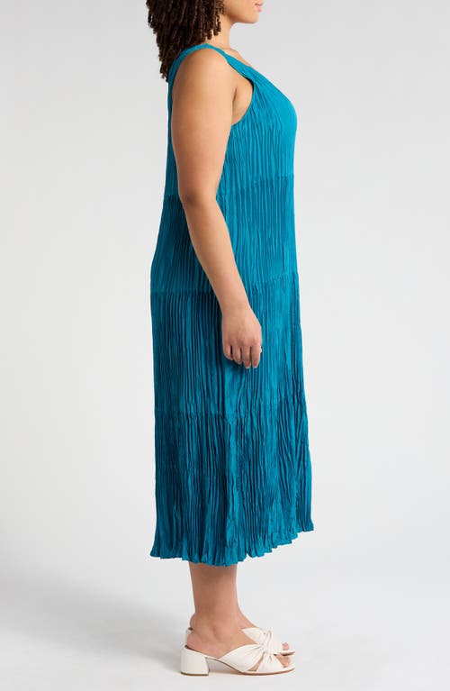 Eileen Fisher Sleeveless Tiered Silk Maxi Dress In Dragonfly