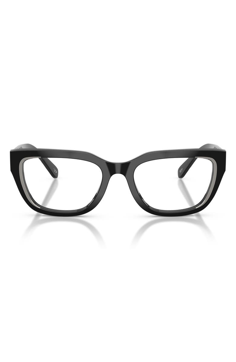 DIESEL<sup>®</sup> 52mm Rectangular Optical Glasses, Main, color, Black/ Demo