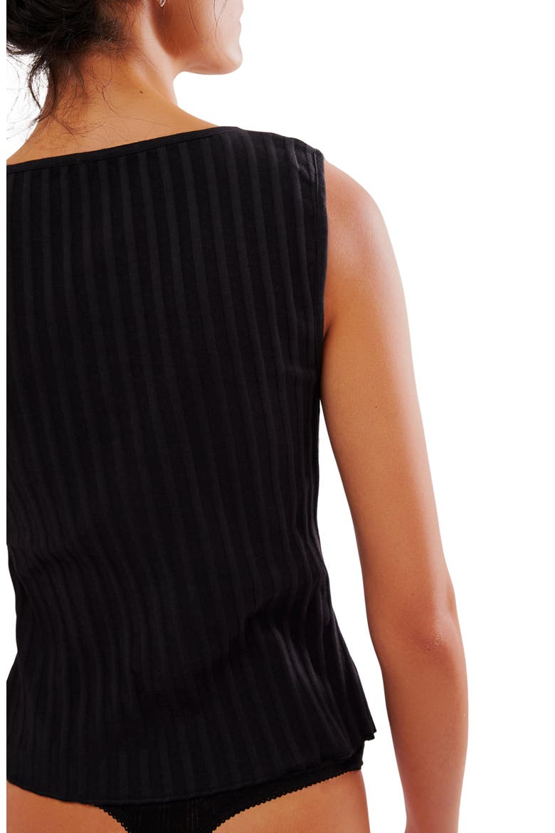 Tilly Rib Button-Up Top, Alternate, color, BLACK