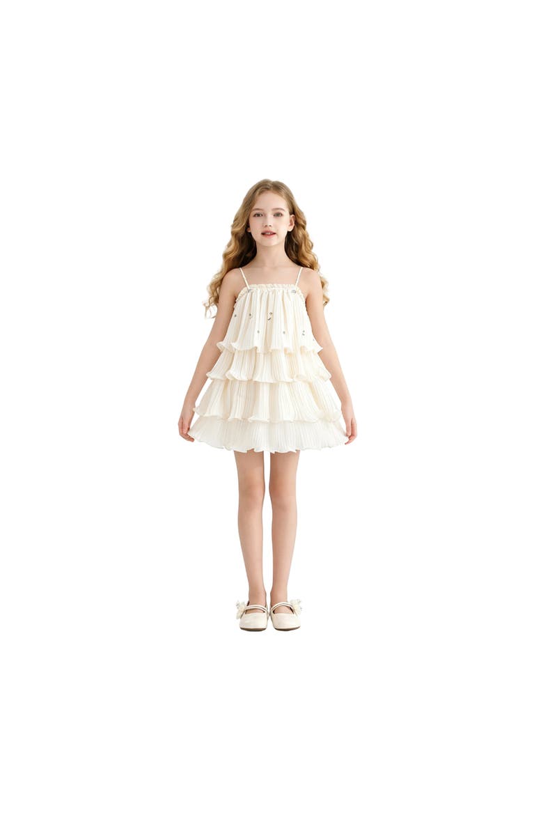 Twilight Tiered Sparkle Dress, Alternate, color, Ivory