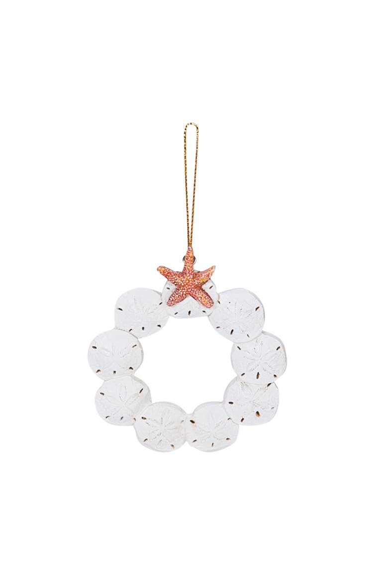 Sand Dollar Wreath Ornament, Main, color, White