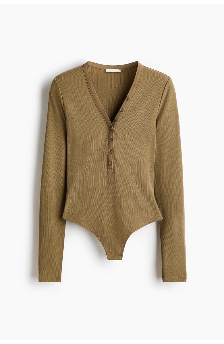 H&M Ribbed Jersey Body, Main, color, Khaki Green