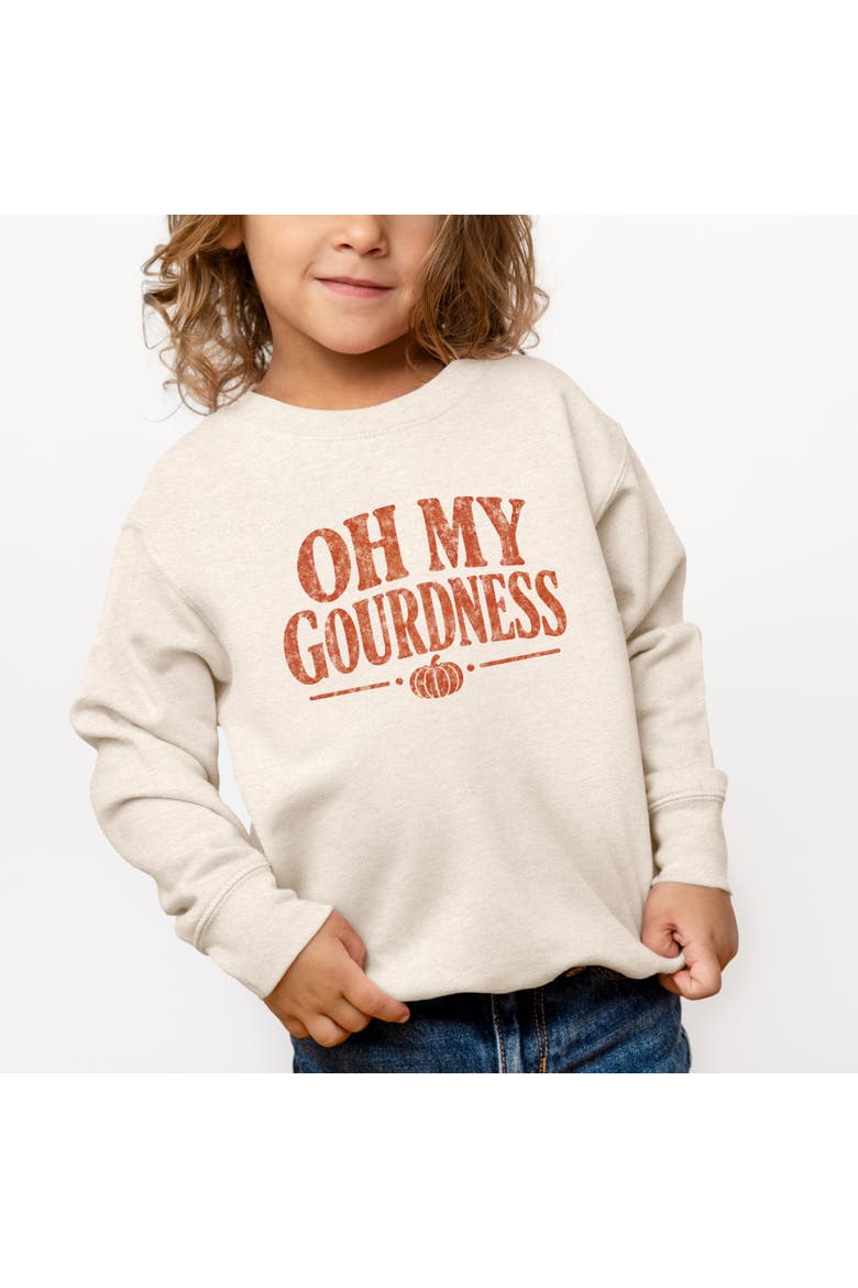 Oh My Gourdness Distressed Toddler Graphic Sweatshirt, Main, color, Natural