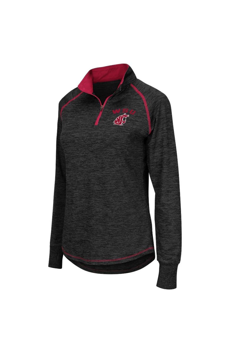 COLOSSEUM Women's Colosseum Black Washington State Cougars Bikram Lightweight Fitted Quarter-Zip Long Sleeve Top, Main, color,